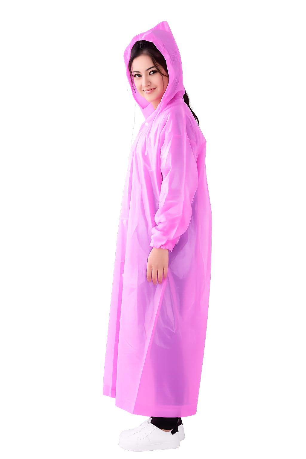 Citizen Reusable EVA Poncho Raincoat with Hood, Pink-picture-39