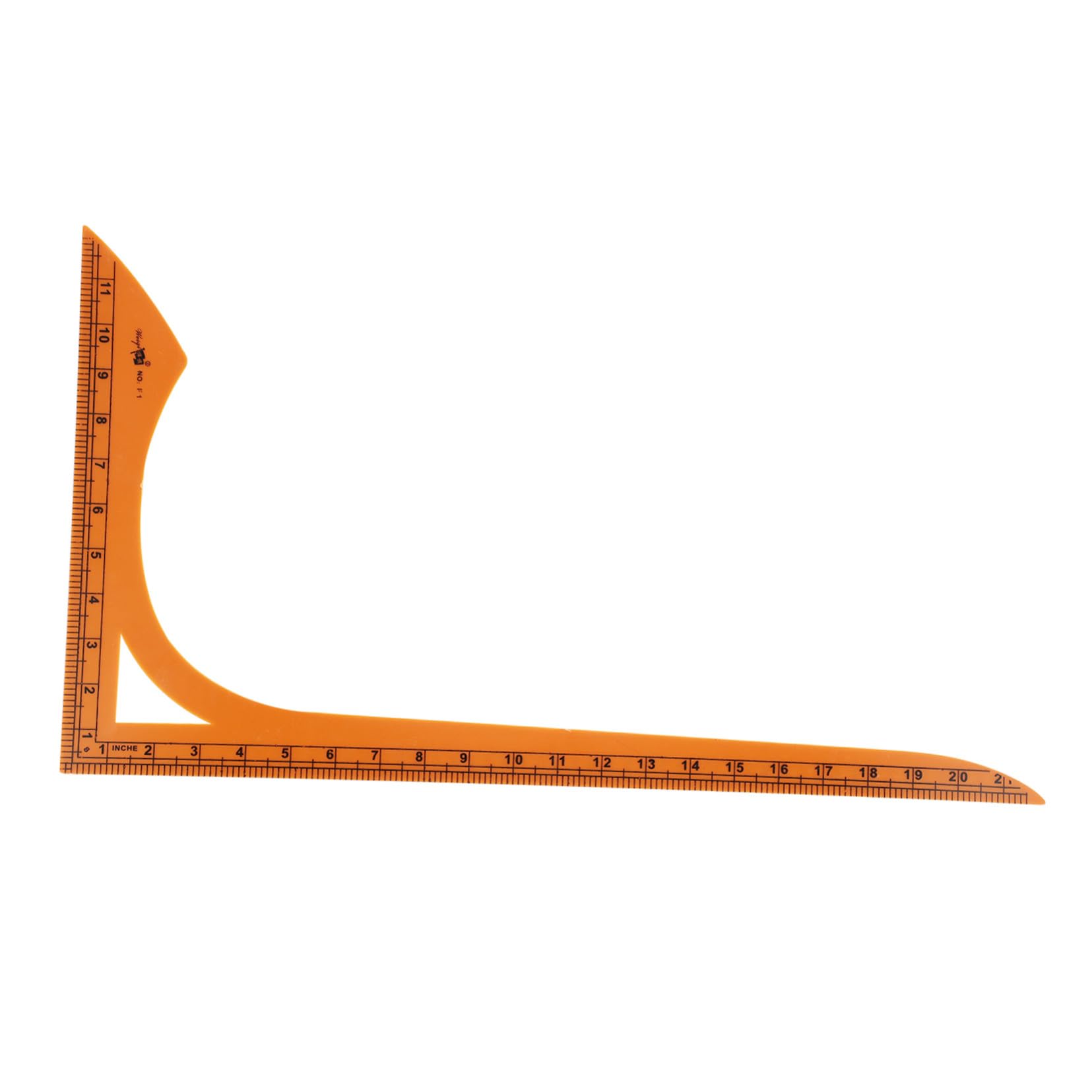 Regla de Corte en Forma de L de Plástico Naranja para Sastrería | Doble Escala, Ángulo Recto Preciso, para Costura y Confección de Prendas