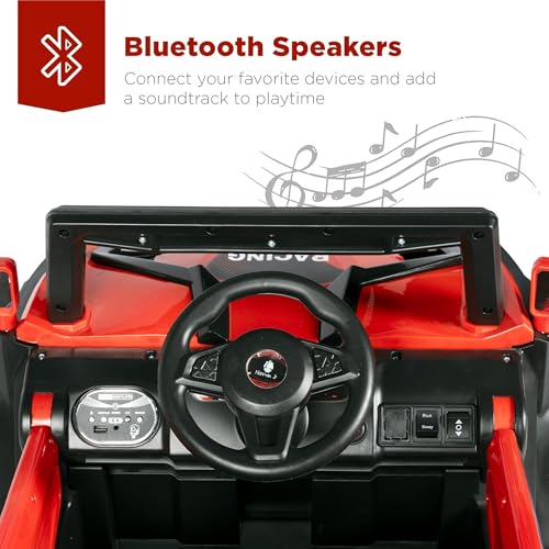 Image of Norman Jr Battery Operated 2x4 | Jeep Toy Kids Car with Remote+Steering+RGB Light+Mp3 USB Music | Rechargeable Car for Kids to Drive 3 to 12 Years | Large (Drifter) Ruby Red