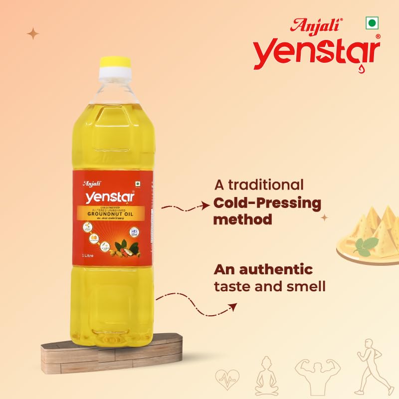 Image of Anjali Groundnut Oil Cold Pressed, Peanut Oil, 1 Litre Can