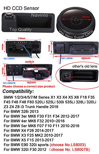 Image of HD Color CCD Waterproof Vehicle Car Rear View Backup Camera, 170 Viewing Angle Reversing Camera for BMW 1 /2 /3 /4 /5 /7 /M Series X1 X3 X4 X5 X6 F18 F35 F45 F46 F48 F80 520Li 525Li (NO.2 HD Camera)
