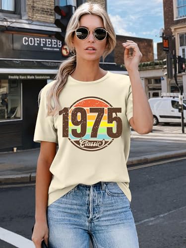 Vintage 1975 Classic Print T-Shirt Retro 50th Birthday Gift Shirt 50rd for Women Letter Print Birthday Party Casual Tee Tops2
