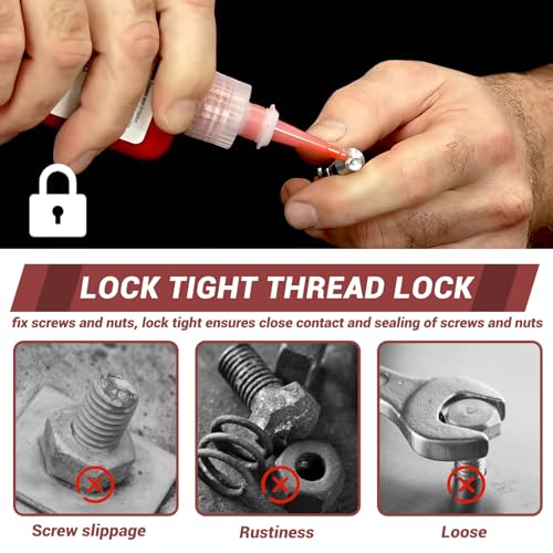Thread Lock, 50ml Locktight Threadlock, High Strength Threadlocker Red Gap Filling, Lock & Seal Nuts, Bolts, Metals - Image 2