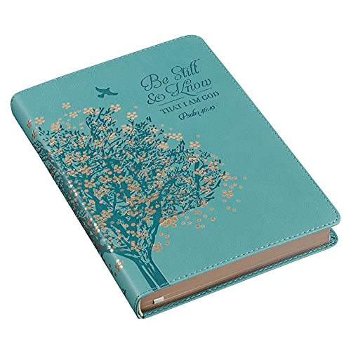 Christian Art Gifts Classic Journal Be Still And Know Psalm 46:10 Floral Inspirational Scripture Notebook, Ribbon Marker, Teal/Gold Faux Leather Flexcover, 336 Ruled Pages Imitation Leather – January 1, 2021 - Image 4