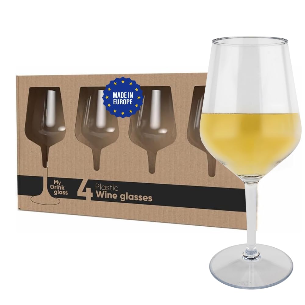 Weingläser Plastik – 4 Camping Gläser Unzerbrechlich – 470 ml – Rotweingläser – Cocktailglas – Aperol Gläser – Zero Waste