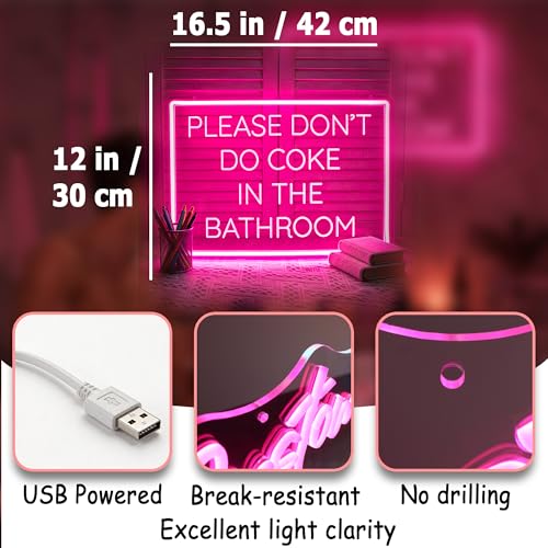 Image of Pink Neon Sign Led Neon Lights Signs for Wall Decor USB Powered Led Signs for Room Decoration-In the Bathroom