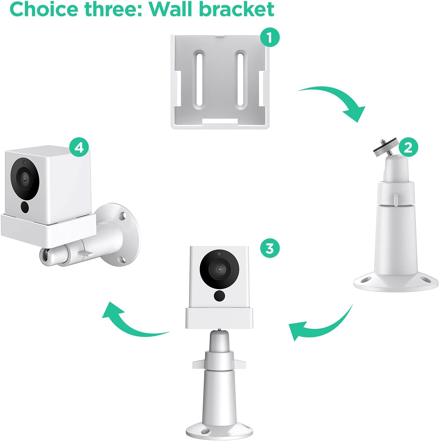 OLAIKE 3Pack Wall Mount Bracket for Wyze CamV3/V2/Spotlight, Strong Adhesive Holder 3M Stick On or Screws Bracket, Support 360° Swivel and 180° Tilt (NOT Include Camera), White