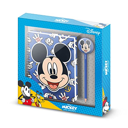 Karactermania Mickey Mouse Grins Caja Regalo Con Cuaderno Y Lápiz Fashion, Azul
