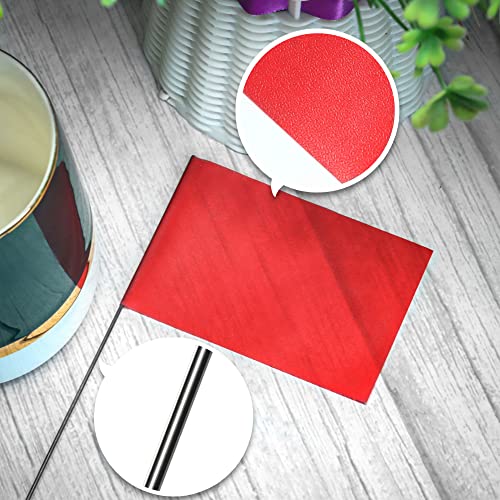 Anley Stake Flags – 10 x 13 cm Vinyl-Markierungsfahnen mit 38,1 cm Stahlstange – Landschaftsbau, unterirdische Versorgungsunternehmen, Kanalisation und Vermessung (100 Stück, rot)