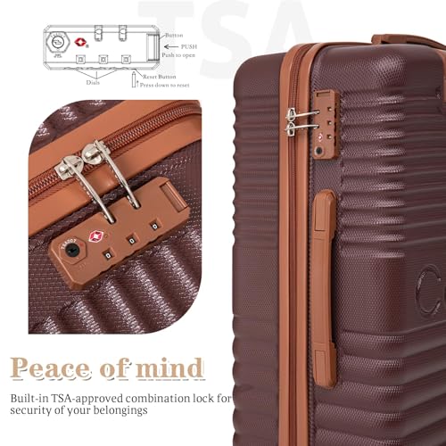 Image of Cobens Carry-on Luggage 22x14x9 Airline Approved, 3 Piece Luggage Sets, Red