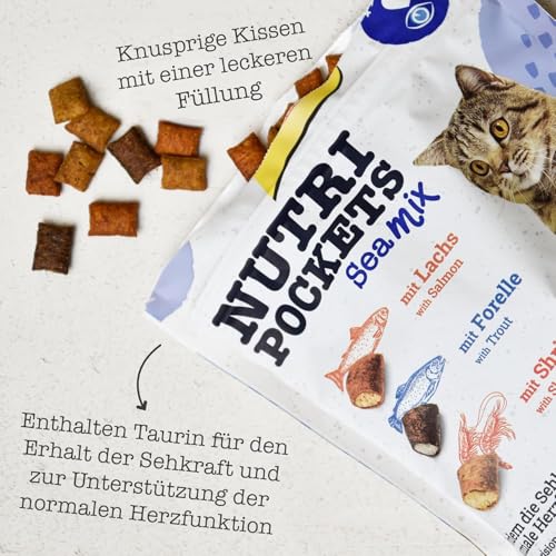 GimCat Nutri Pockets Sea Mix - Knuspriger Katzensnack mit cremiger Füllung und funktionalen Inhaltsstoffen - 1 Beutel (1 x 150 g)