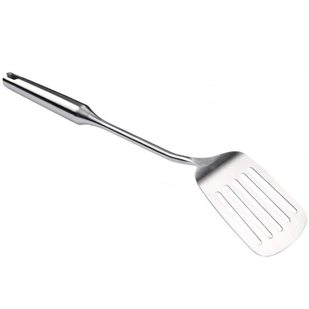 Espátula de plata - Wok Pala Pala ranurado, cocina de acero inoxidable pesado Cocina, mango hueco resistente al calor