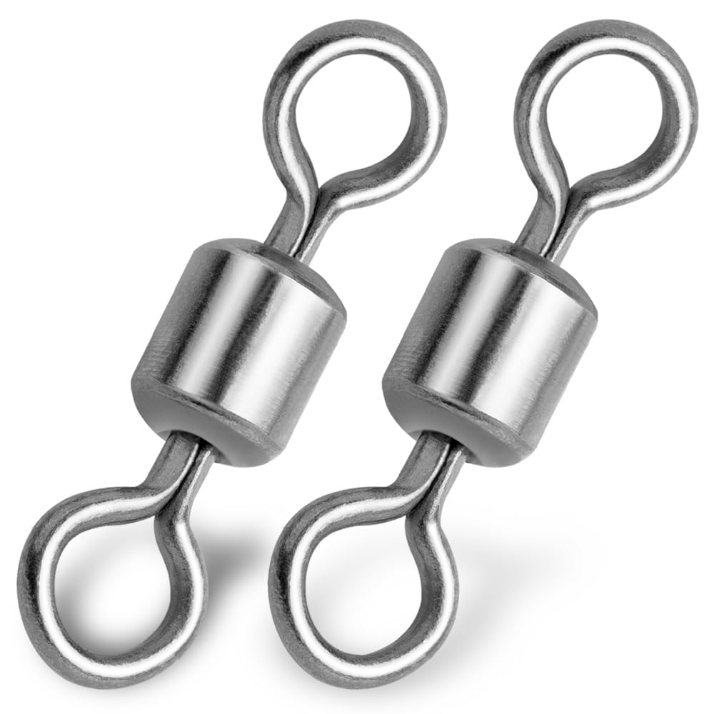 9KM DWLIFE Fishing Swivels Stainless Steel Rolling Barrel Swivels Fishing Line Connector Corrosion Resistance Solid Rings Fishing Tackle for Freshwater Saltwater -12#25pcs