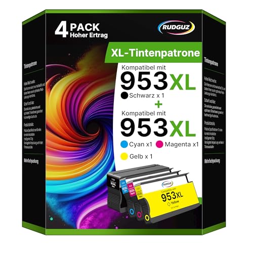 953XL Druckerpatronen Kompatibel für HP 953XL Multipack 953 XL für HP OfficeJet Pro 7720 Patronen 7740 8710 8715 8730 8210 8720 7730 8740 8725 (953 XL Multipack Schwarz Cyan Gelb Magenta, 4er-Pack)