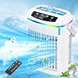 Mobiles Klimagerät - Mini Klimaanlage Klein Luftkühler mit Wasserkühlung, USB Ventilator mit Fernbedienung, 3 Modi & 3 Stufen, 2-4-6h Timer, 1200ml Wassertank, Schnelle Kühlung für Kleine Räume