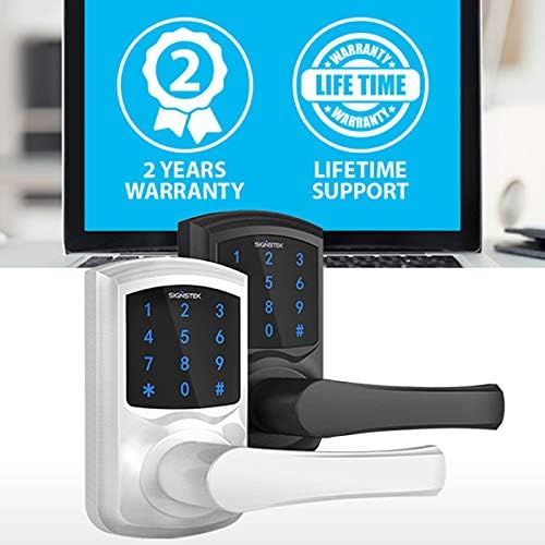Signstek Digital Electronic Touchscreen Keypad Security Entry Door Lock Interchangeable for Left and Right Door Handle with Hidden Mechanical Key (Black)