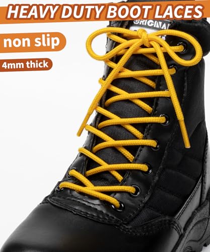 Image of Handshop 2 Pairs Round Boots Shoelaces, Heavy Duty Outdoor Shoe Laces | Replacement Shoestrings for Hiking, Running, Sporting Shoes and Work boots, Sturdy and Robust, 28 Colors, 30-63 inch Length