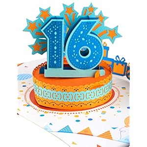 Liebessa 16 Geburtstag 3D Pop Up Karte Birthday – Besondere Geburtstagskarte zum Jubiläum Glückwunschkarte…