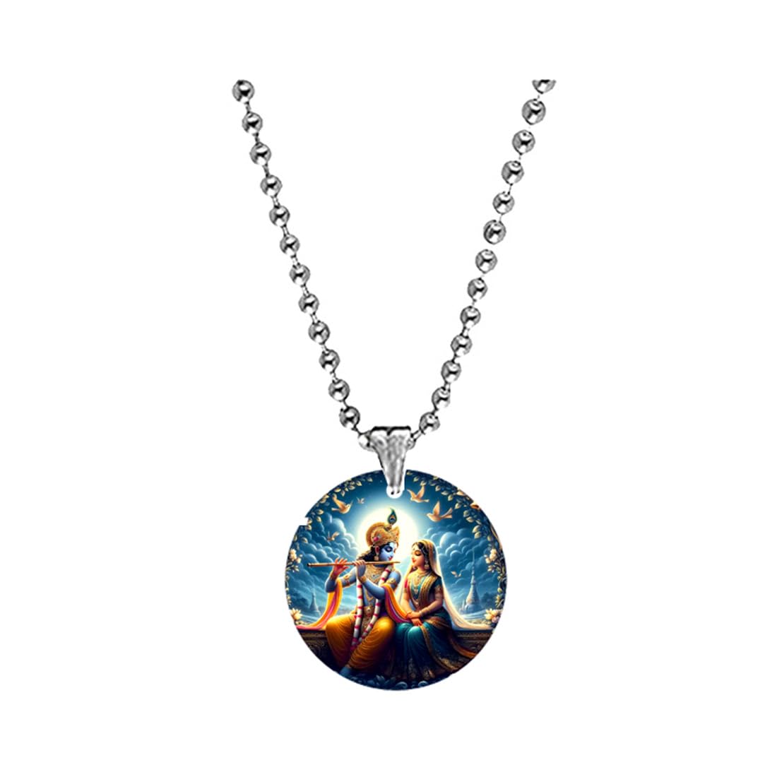 abhiora fashion Lord Radha Krishna Playing Flute Jhula Bead Chain Acrylic Religious Pendant for Men Women, Spiritual Lightweight Durable Design for Daily Wear-picture-17