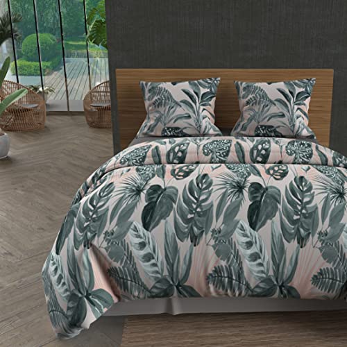 Soleil d'ocre, Duvet Cover Set, Cotton, 57 Thread Count, 260 x 240 cm, Tropic Pink, Blue