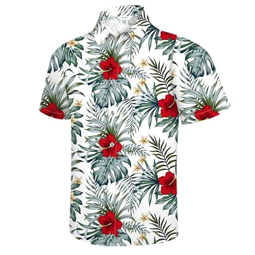 Image of Hawaiian Shirt for Men Tropical Shirts Summer Beach Button Down Short Sleeve Luau Aloha Floral Cruise Vacation Outfit 2026