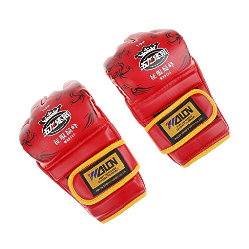 LEIPUPA 1 Par Meio Dedo Sanda Artes Marciais Punch Bag Training Sparring Luvas - Vermelho