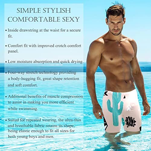 Jammers de natación para hombre con estampado de cactus multicolor en talla M 3