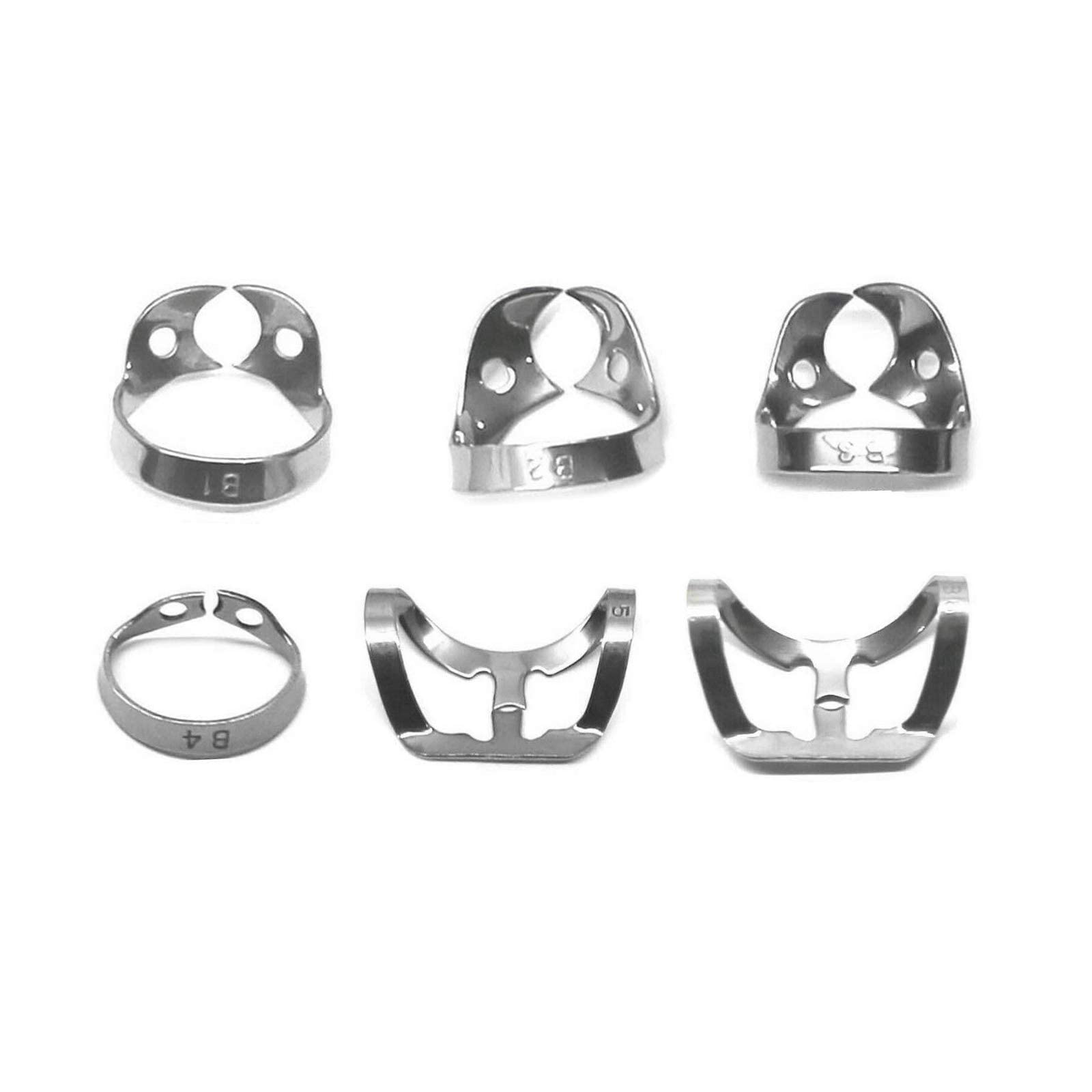 Professional Dental Rubber Dam Clamps | Endodontic Hygenic Brinker Universal Retractors| Tissue Gingival Lower Molars | Restorative Instruments Tools CE (Set of 6 Clamps - B1 to B6)