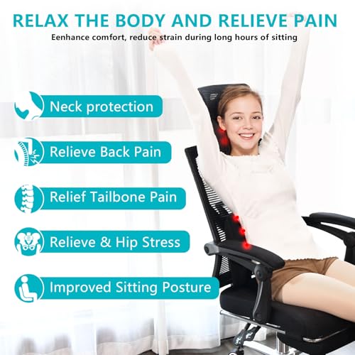 Image of FLORICH Lumbar Support with Car headrest Back Pillow for Chair Headrest Pillow with Gel Memory Foam Massage Point Memory Foam Back Pillow for Office Chair(Light Black)