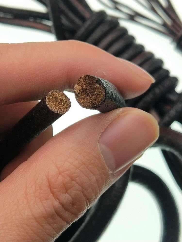 Czarny skórzany sznur o długości 2 m z okrągłymi i płaskimi opcjami w wielu rozmiarach do samodzielnego tworzenia biżuterii(Round 5mm)