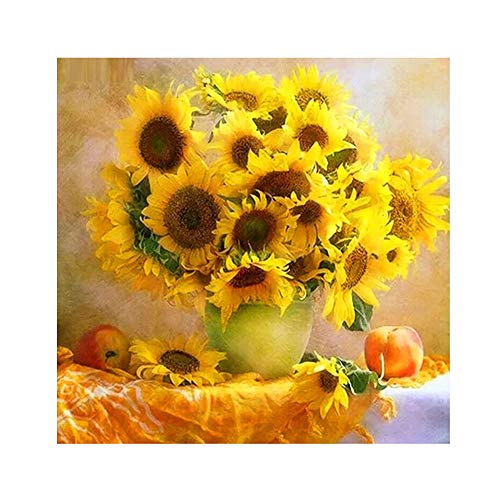 KANNADA DIY 5D Diamond Painting Kits, Full Drill Diamond Painting Accessories for Beginner Adults Rhinestone Numbered Diamond Arts Home Living Room Bedroom Wall Decor (Sunflower)