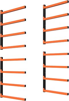OUSHENG 8-Level Lumber Storage Rack, Firewood Holder Wall Mounted Wood Organizer Metal Garage Shelves Shelving Indoor and Outdoor Organization, Gifts for Him Men Dad Husband Fathers Day