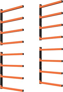 OUSHENG 8-Level Lumber Storage Rack, Firewood Holder Wall Mounted Wood Organizer Metal Garage Shelves Shelving Indoor and Outdoor Organization, Gifts for Him Men Dad Husband Fathers Day