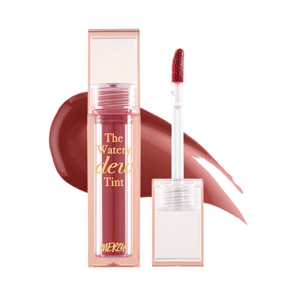 MERZY The Watery Dew Tint | High Pigment Color, Watery Glossy Texture, Long-Lasting, Vivid Color | #02 BITTEN ROSE, 0.14 fl oz