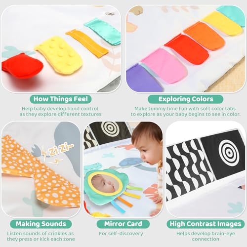 Baby Play Gym Mat with Tent, Activity Mat for Toddlers 0-6 Months, Washable Gym Playmat for Infants, Toddler Toys Birthday Gifts for Newborns 0-3-6-9-12-18 Months
