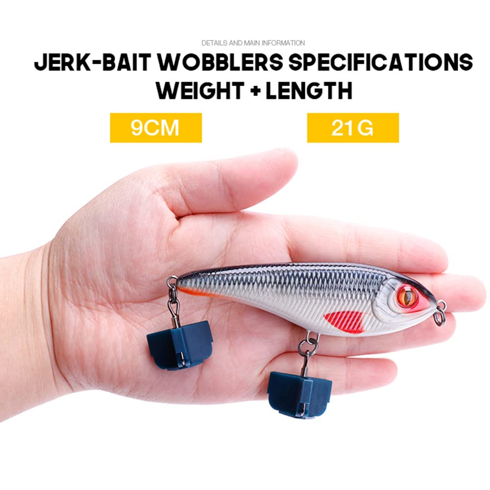 HUFFA Juego de 5 señuelos de Pesca Jerkbait, señuelos Wobblers Que se Hunden, señuelos for lucios, cebos Artificiales Jerkbait, Aparejos de Pesca de lubina con Caja