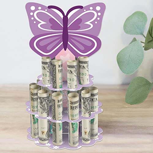 Gâteau d'argent papillon Beau papillon Big Dot of Happiness pour décoration d'anniversaire