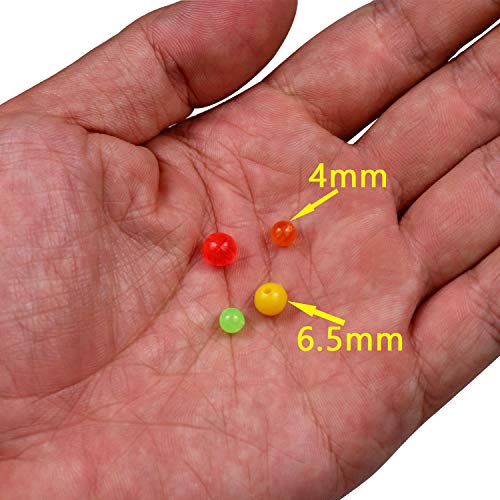 Qualyqualy Fishing Beads Assorted, Plastic Glass Fishing Beads Red Yellow Mix Color Luminous Glow Fishing Beads 6.5Mm 800Pcs #TOP3