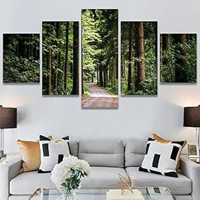 SIGNWIN 5 Panel Canvas Wall Art Rustic Woods...