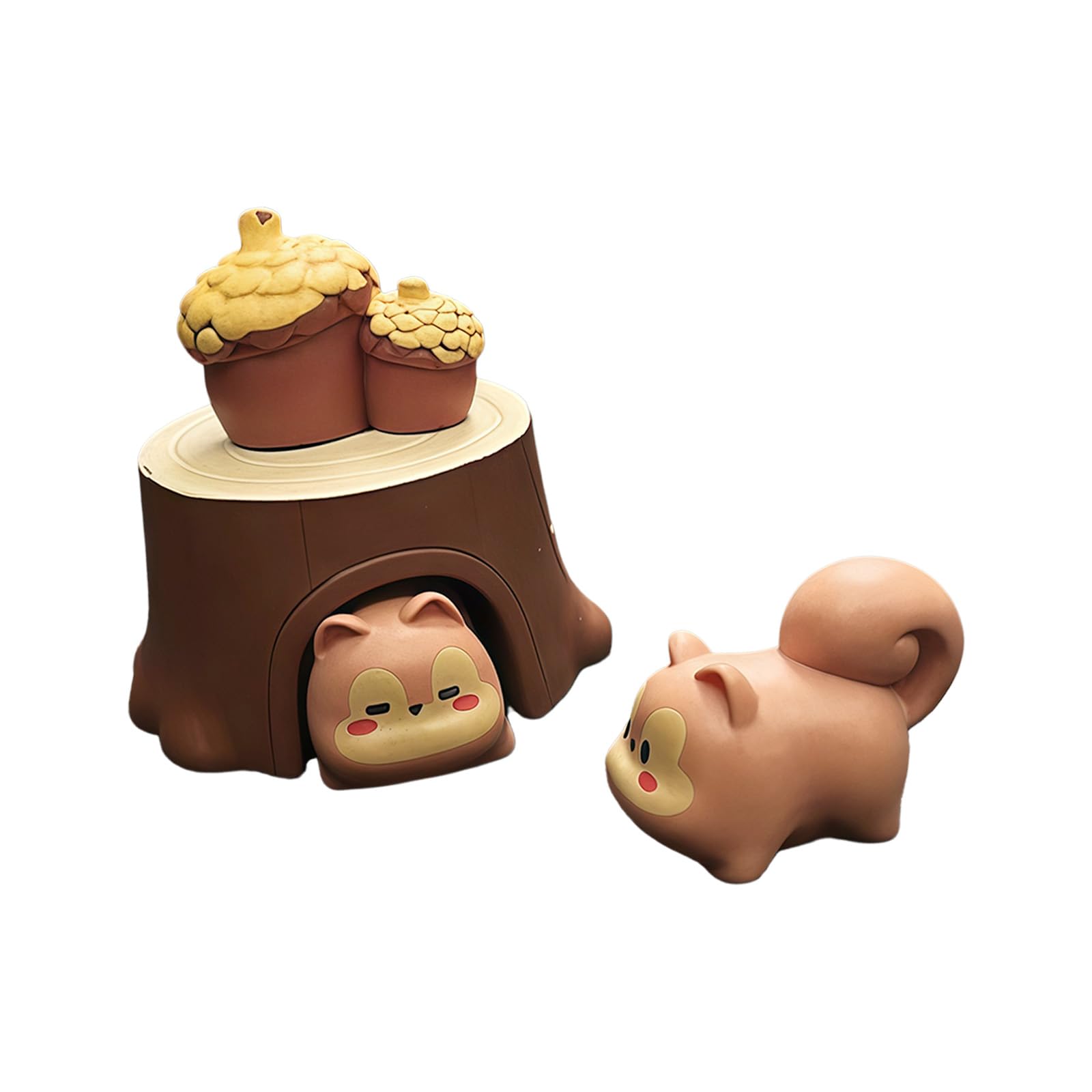 Kfwfuaee B Squirrel Figurine Set Resin Dashboard Decor Tabletop Accent With Tree Stump Detail For Car Console Or Desk Display Squirrel Statue Resin Decor Car Console Tabletop Figurine Acorn Stump Rown Cartoon
