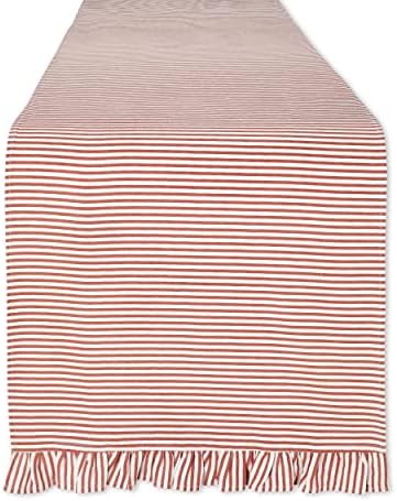 Folkulture Boho Table Runner 72 Inches Long for Farmhouse Décor, 100% Cotton Rustic Table Runner for Coffee Table Décor, White Table Runner or Dining Table Runner ( Brown Stripe Frill ) Folkulture Boho Table Runner 72 Inches Long for Farmhouse Décor, 100% Cotton Rustic Table Runner for Coffee Table Décor, White Table Runner or Dining Table Runner ( Brown Stripe Frill )
