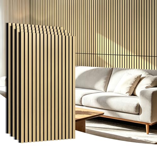 Image of Art3d 47 x 23.6 Inch Acoustic Wood Slat Design Wall Panels, 4-Pack, Oak
