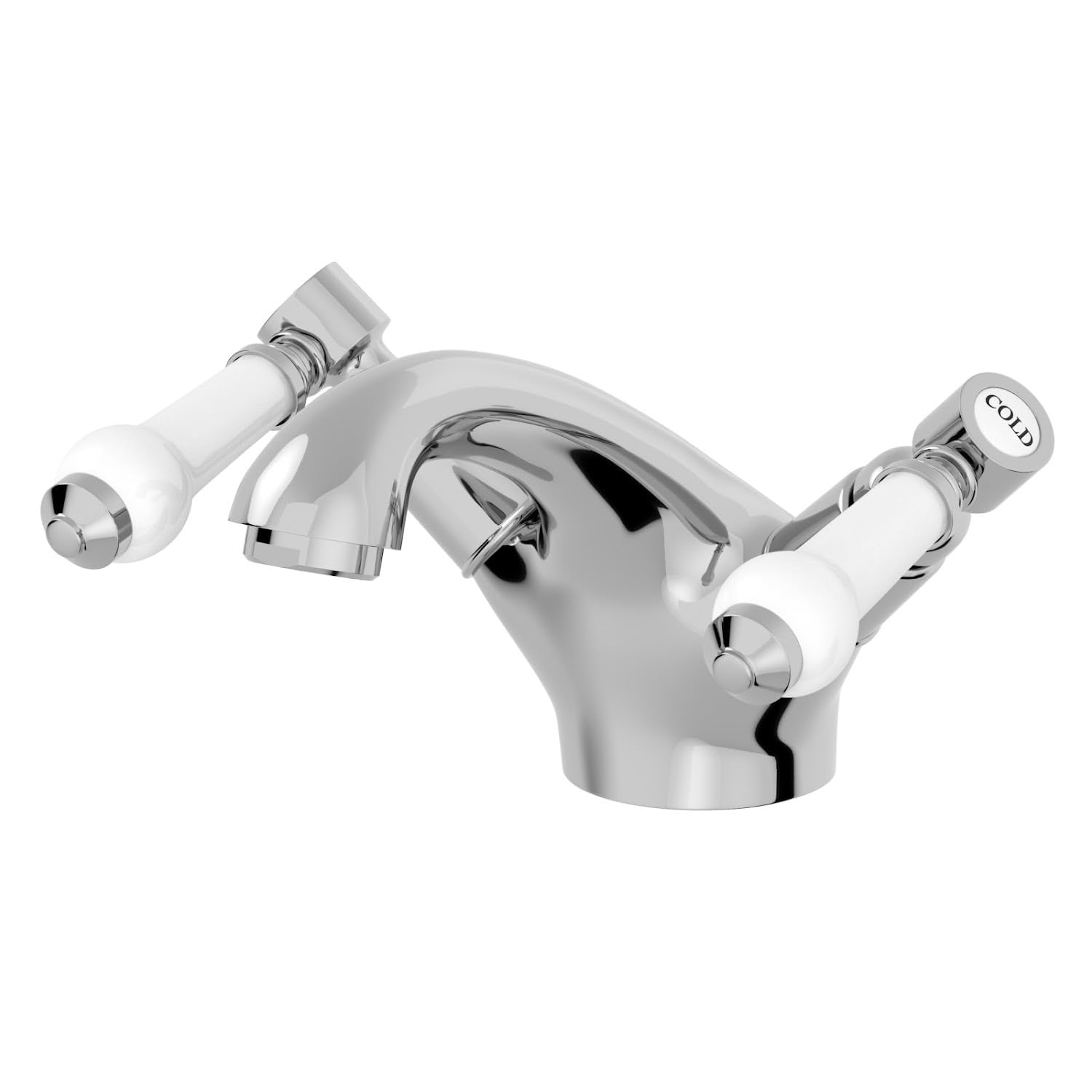 Architeckt® Winchester Bathroom Basin Sink Mixer Tap Traditional Mono Round Twin Lever Handle Faucet for Sinks, Chrome — image 1