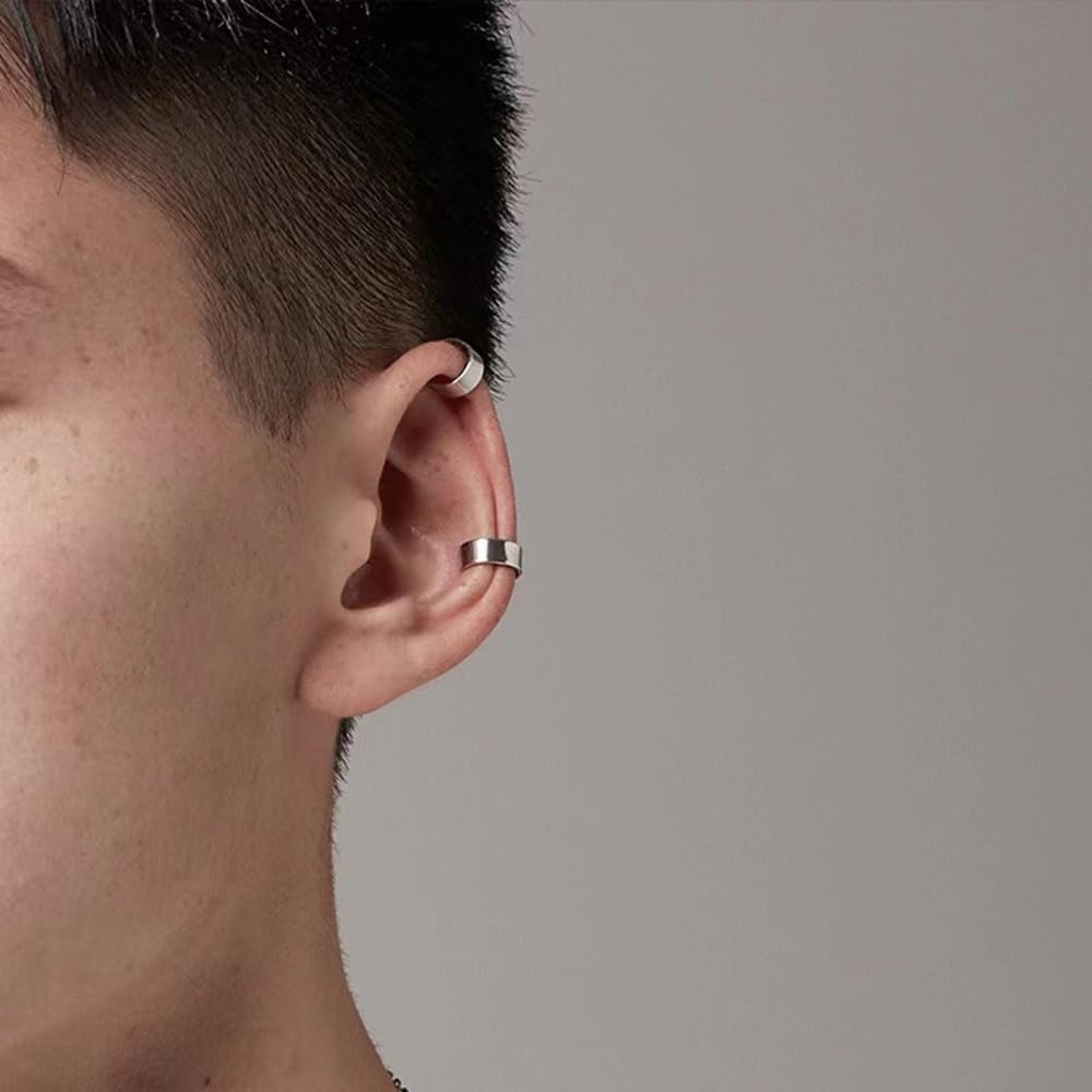 Ear Cuff Argent 925 Clip D'oreille Fausse Manchette Oreille Fau Piercing Oreilles Cartilage Boucles D'oreilles pour Homme Femme