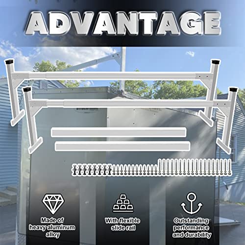 VONLX Adjustable Aluminium Trailer Ladder Rack Fit for Universal Enclosed and Open Trailers Maximum Weight Capacity of 400 lbs