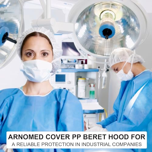 Bafeil 100 Stück Kopfhaube - OP Haube aus Einwegstoff Weiß, Einweg Haarnetze 100 Stk für die Küche oder Zahnarzt, Hygienezubehör für die Medizin, OP Kopfhauben 52cm, Haarnetz Einweg für Männer Frauen