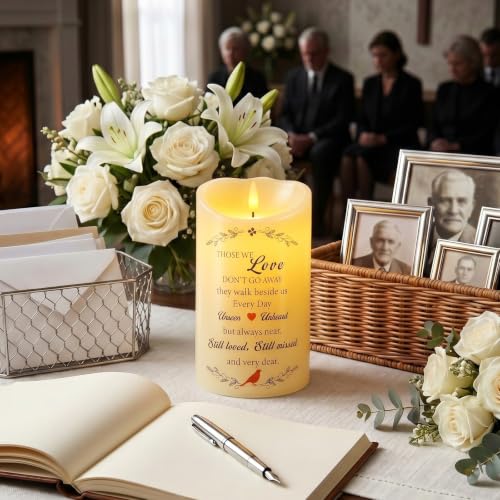 Image of Homemory Memorial Candle Bereavement Sympathy Gifts for Loss of Loved One, Real Wax LED Candle with Remote Memorial Gifts for Loss of Mother Loss of Father in Memory of Loved One Remembrance Gift