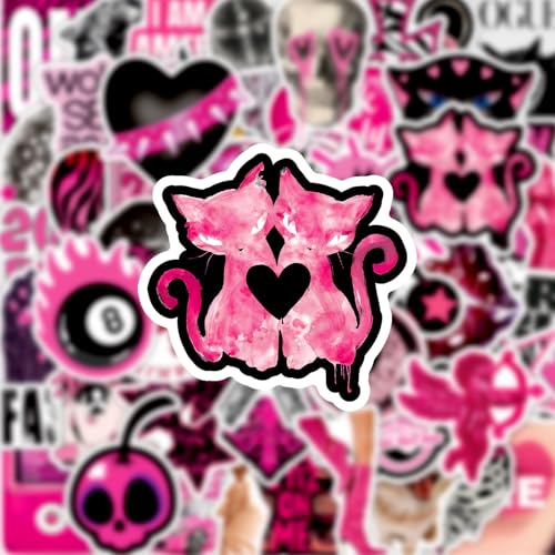 Calcomanías estéticas Y2K de calaveras góticas rosa y negro, regalos originales para amigos 6