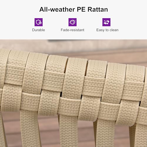 Image of PURPLE LEAF 5 Pieces Outdoor Dining Set with Patio Aluminium Dining Table and Wicker Chairs Modern Furniture Cushions Sets for Backyard Indoor Decor Kitchen Teak