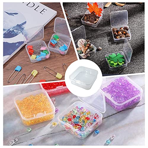 Image of 12 Pack Mini Beads Plastic Storage Container Box Case with Flip-Up Lid Small Clear Square Box for Collecting Small Items Jewelry Crafts Game Pieces(2.2 * 2.2 * 0.8in)